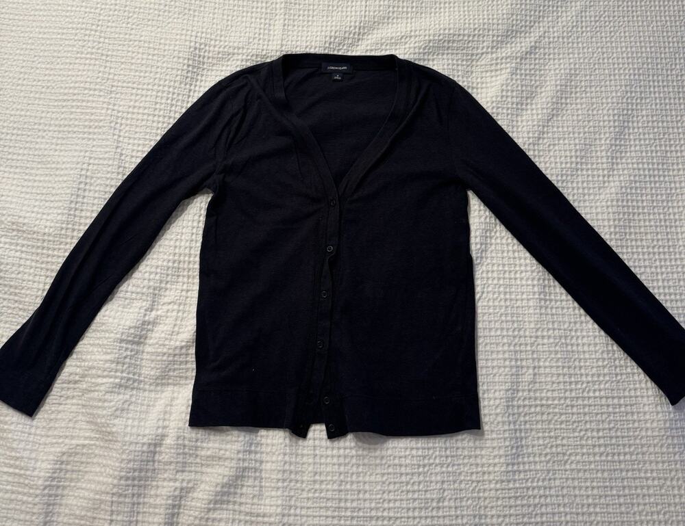 J Crew Women's Cardigan Blue V-Neck Button Down Small Old Money Classic